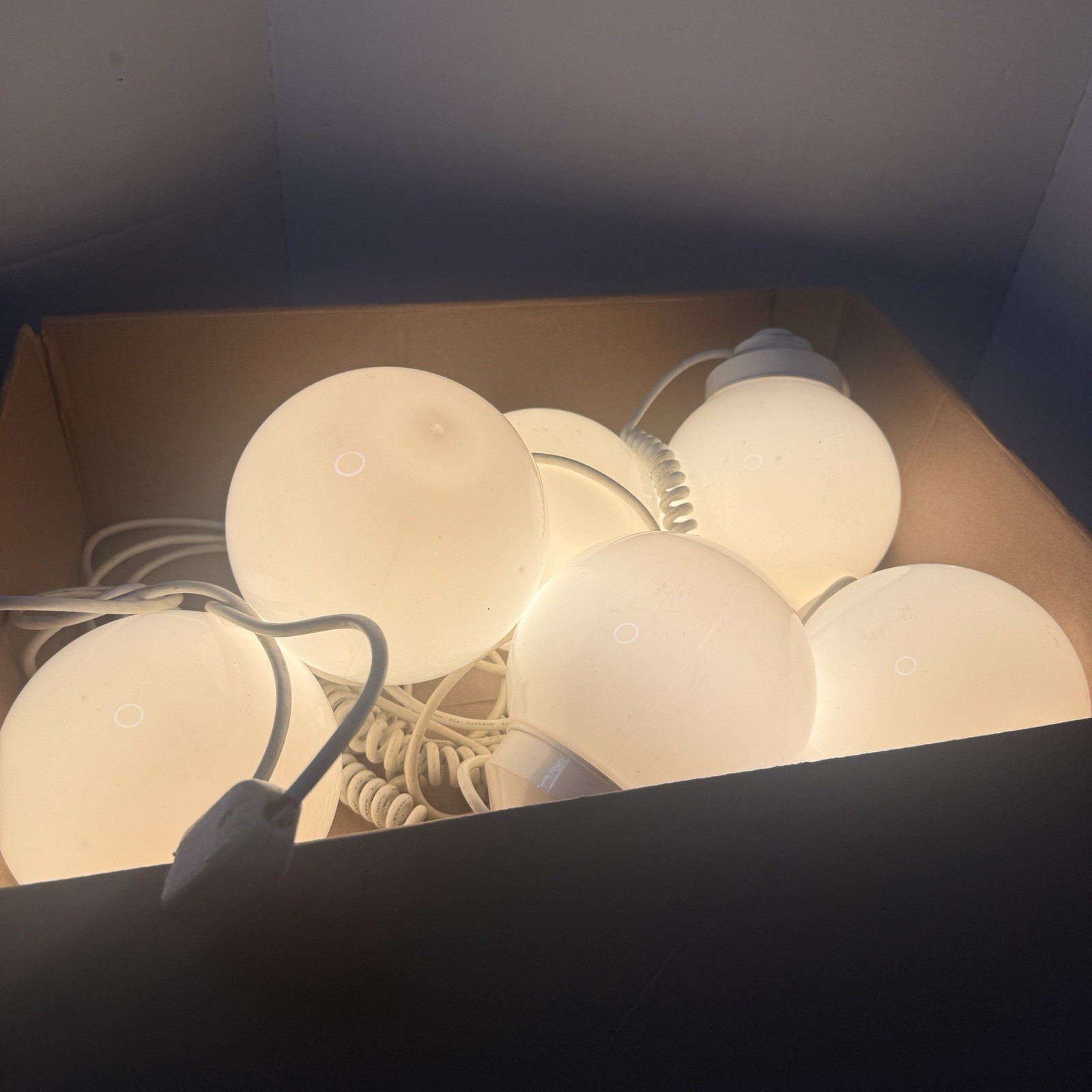 8 Globe Light Set Soft White 6” Globes Cord 30 ft Outdoor String Lights Tent