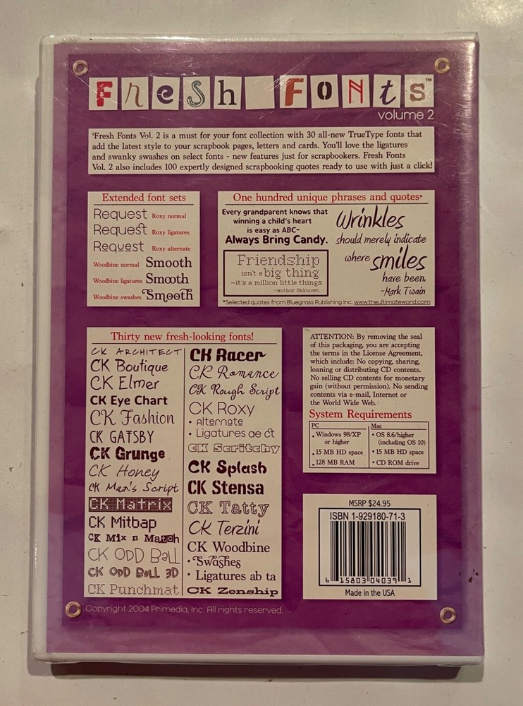Creating Keepsakes: Fresh Fonts (CD-ROM) Creative Clips & Fonts (2 CDs) NEW!!!!