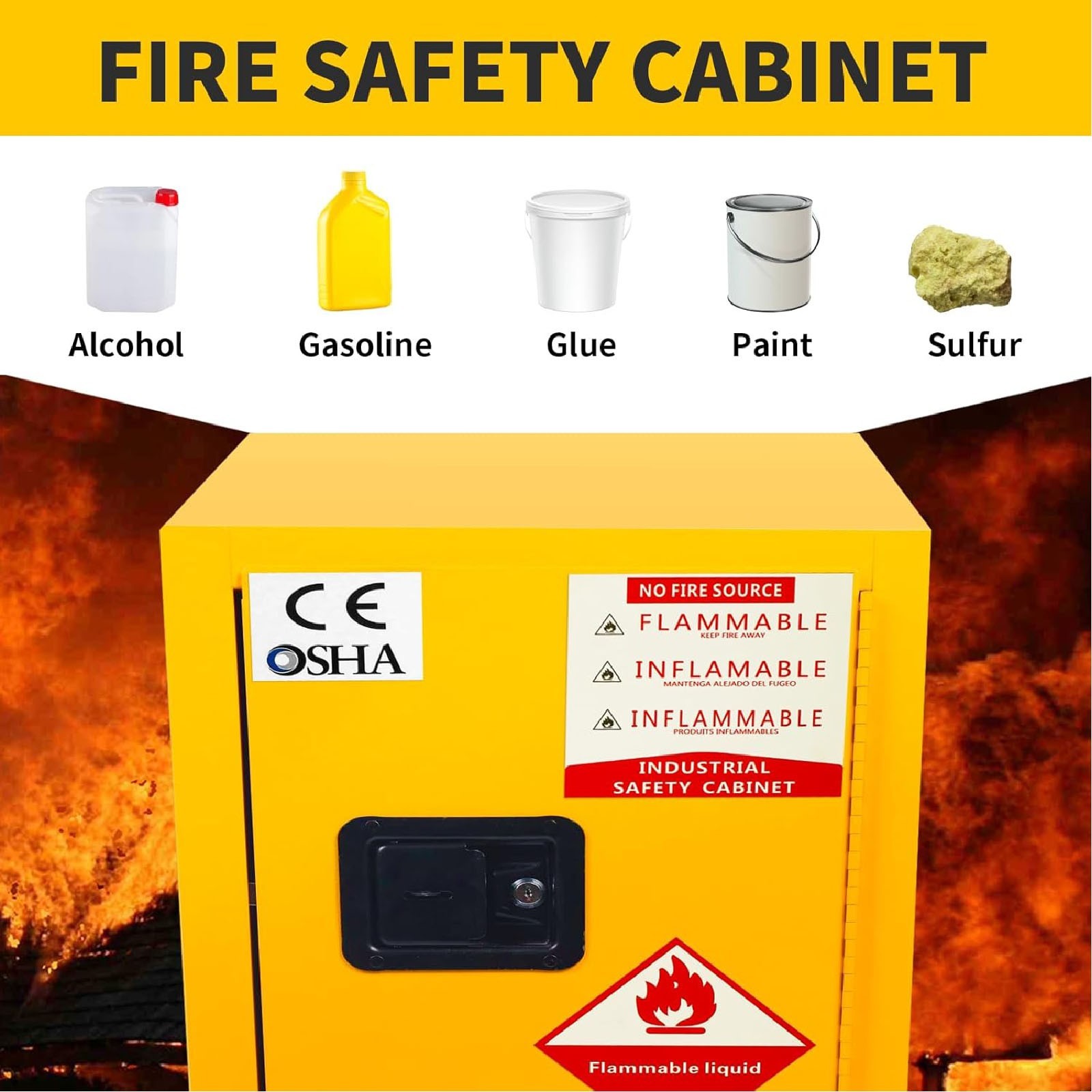 12/45/60/80 Gal Flammable Liquids Storage Cabinet Fireproof Cabinet for Factory