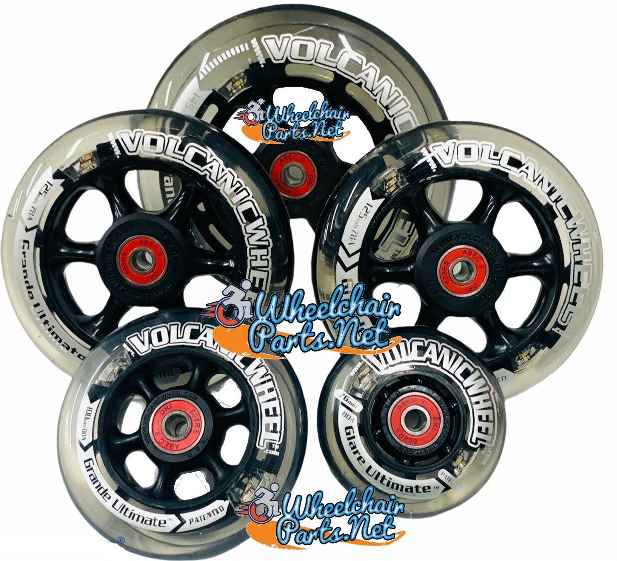 Lighted Caster Wheels in 3", 4", 5" and 6" Size with 1" Hub and 5/16" Bearings