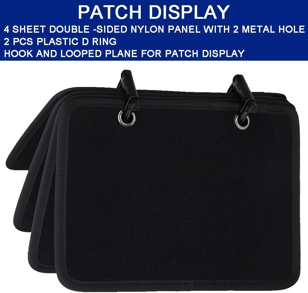 Flip-Page Patch Book Tactical Patch Organizer Display Board with Removable Ring