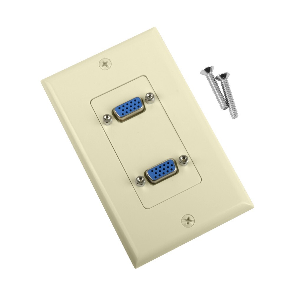 Construct Pro Wall Plate with Dual Female VGA Pass Throughs (Ivory)