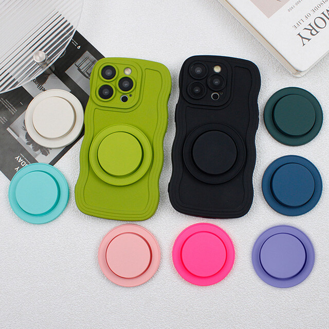 For iPhone 12-17 Magsafe Magnetic Solid Color Pop-Up Socket Grip Stand Holder