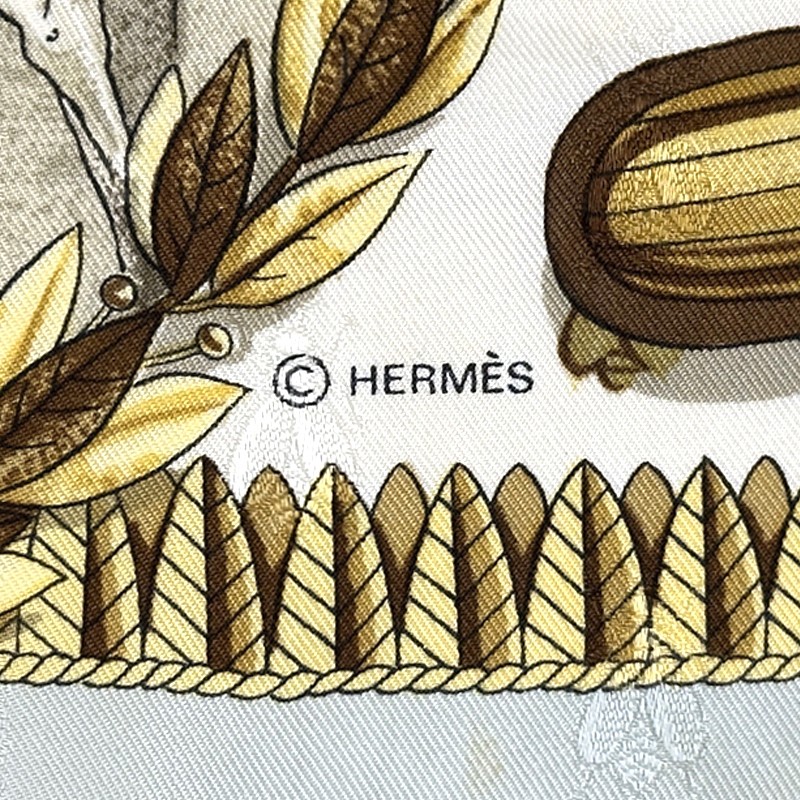 Hermes Scarf Carre90 Napoleon Silk Blue Multi Horse Knight Used