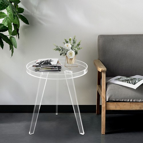 Acrylic Side Table, Clear Side Table, Round Acrylic Side Table