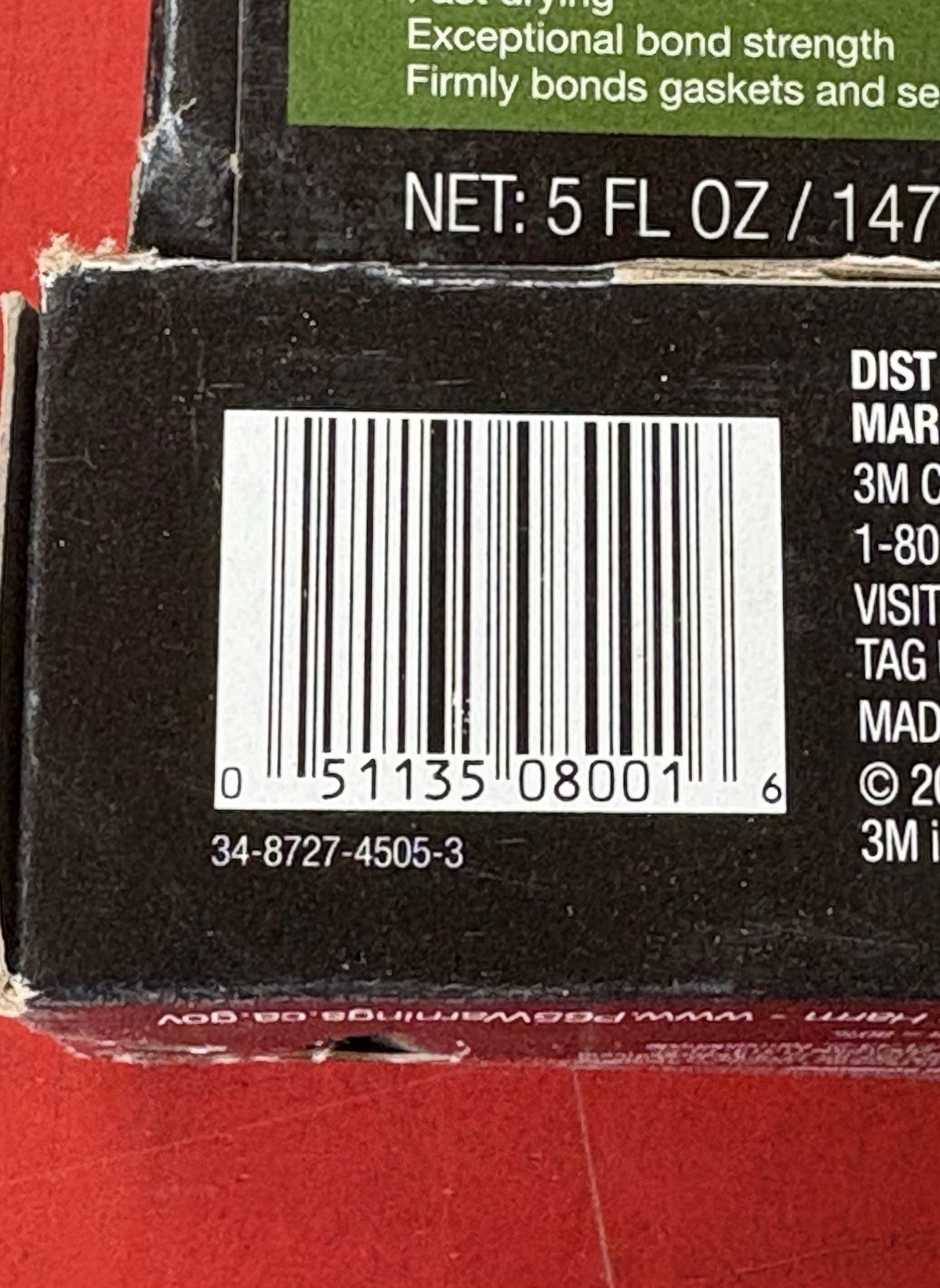 LOT OF (3) 3M 08001 YELLOW SUPER WEATHERSTRIP & GASKET ADHESIVE 5 oz. EACH TUBE