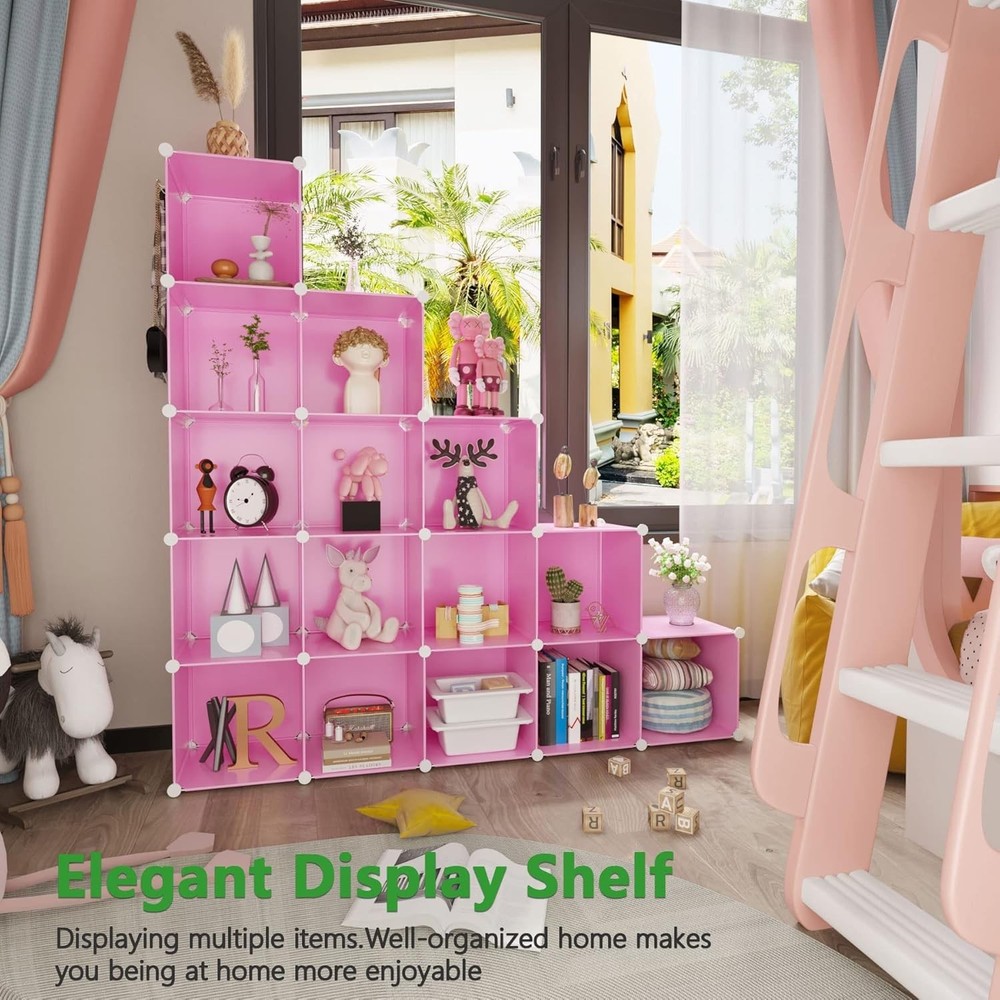 Cube Storage Organizer 16-Cube Shelves Units Plastic Storage Cubes DIY Closet