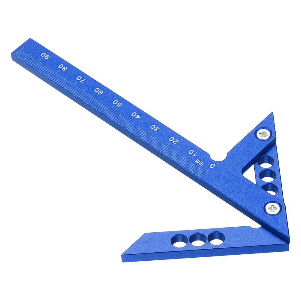 Metric 3D Measuring Ruler Woodworking Square Protractor, Blue