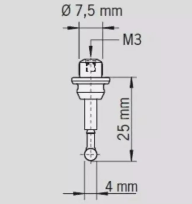 Machine Touch Probe Stylus M3 4mm Ruby Ball Ceramic stem For 3D Sensor 80.362.0