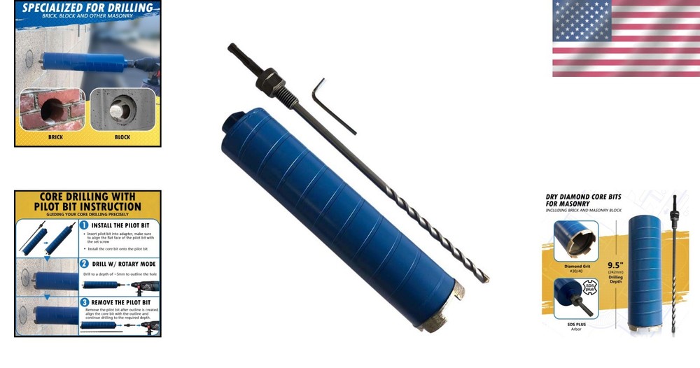 Versatile 2" Diamond Core Bit with SDS Plus for Brick & Block Drilling Needs