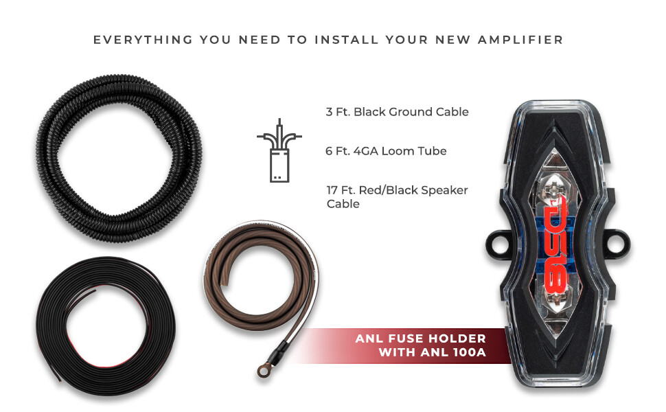 DS18 AMPKIT4 – 4GA CCA Installation Kit for Car Audio Amplifiers Amp Cables