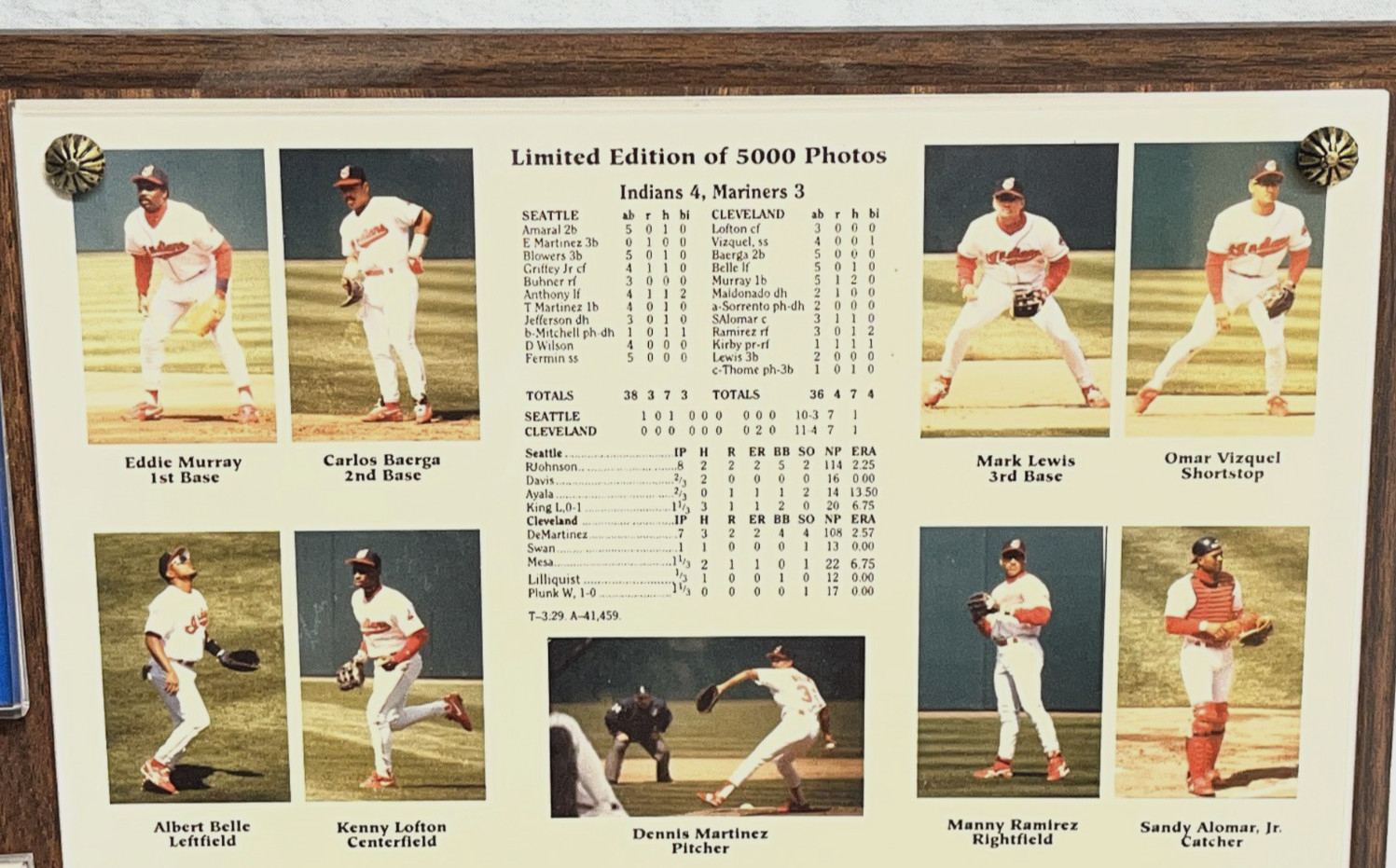 Cleveland Indians Opening Day 1994 Plaque--First Game at Jacobs Field