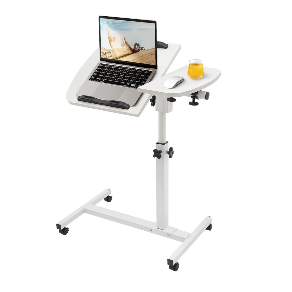 Over Bed Table Mobile Rolling Laptop Stand Computer Bedside Table Adjustable New