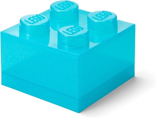 LEGO Stackable Storage Brick with 4 Knobs, Light Blue with a Glitter Top Lid [Ne