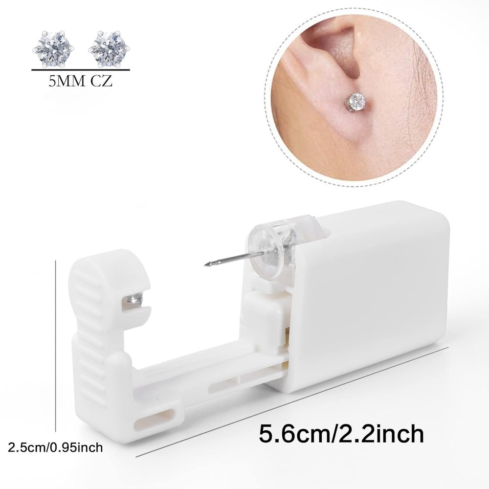 Ear Piercing Kit, Anzero 2 Pcs Disposable Gun with Preloaded 5mm
