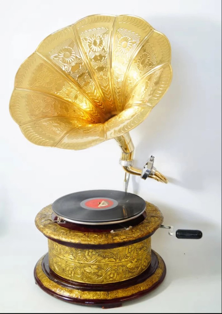 HMV Gramophone Fully Functional Working Phonograph, win-up record player gift