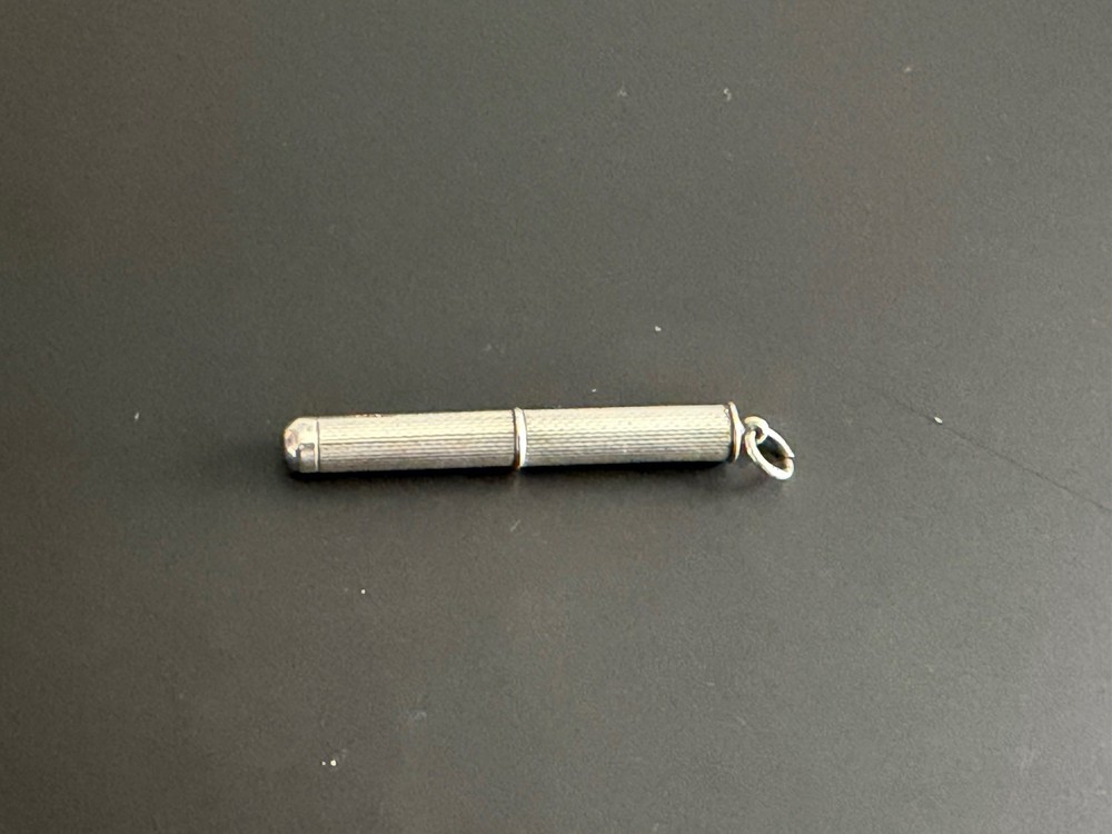 Solid Silver Engine Turned Twist Action Toothpick Pendant Cohen & Charles 1954