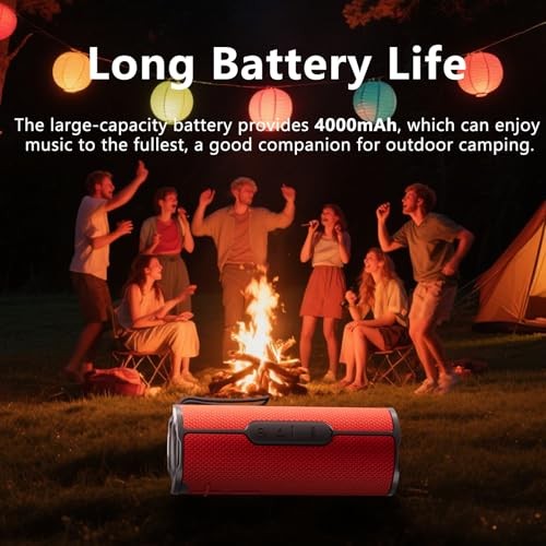 Portable Bluetooth Speaker, Wireless Bluetooth Speaker, IPX5 Waterproof Red
