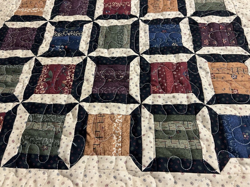 Handmade Quilted Table Topper ~ 23 3/4" square ~Multi colored spools
