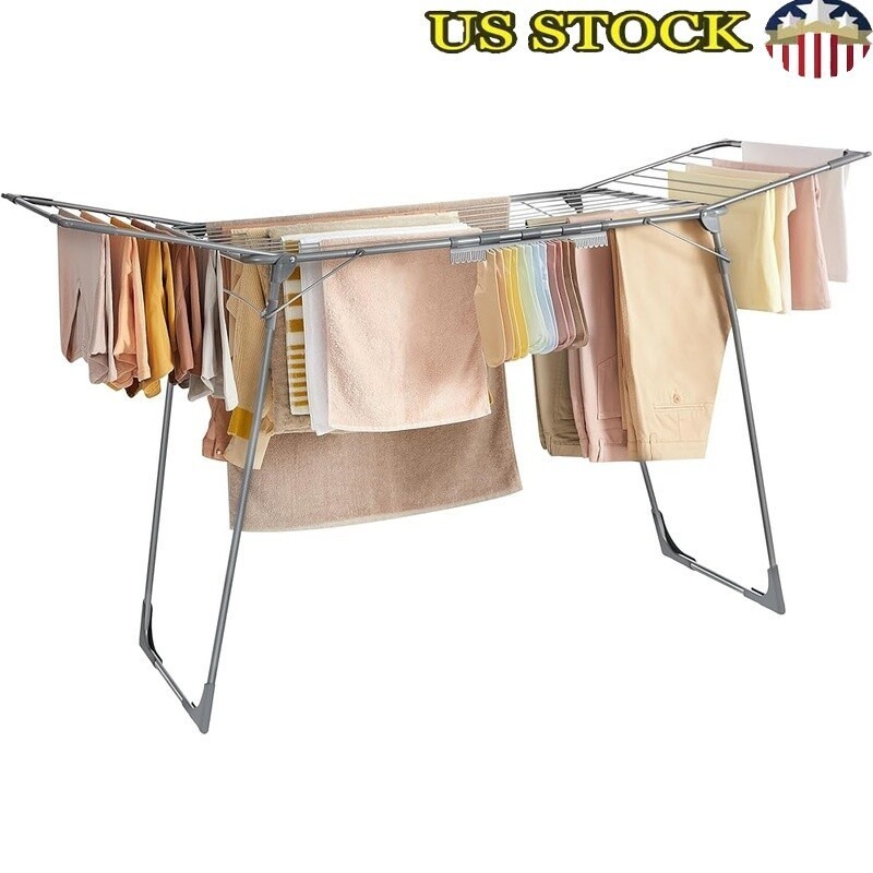 Foldable Clothes Drying Rack Indoor Outdoor Space Saving Rust Resistant New