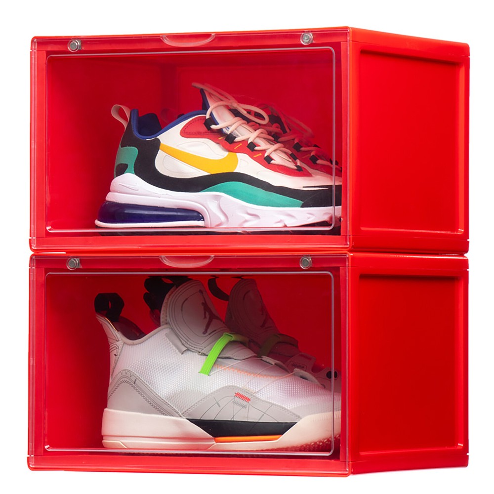 1Pc/4Pcs LED Shoe Box Drop Side Stackable Light Up Sneaker Display Storage Cases