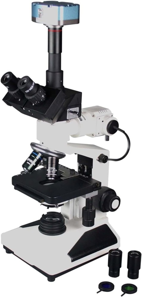 Reflected & Transmitted Compound LED Light High Power 2500x Microscope w 5MP Cam
