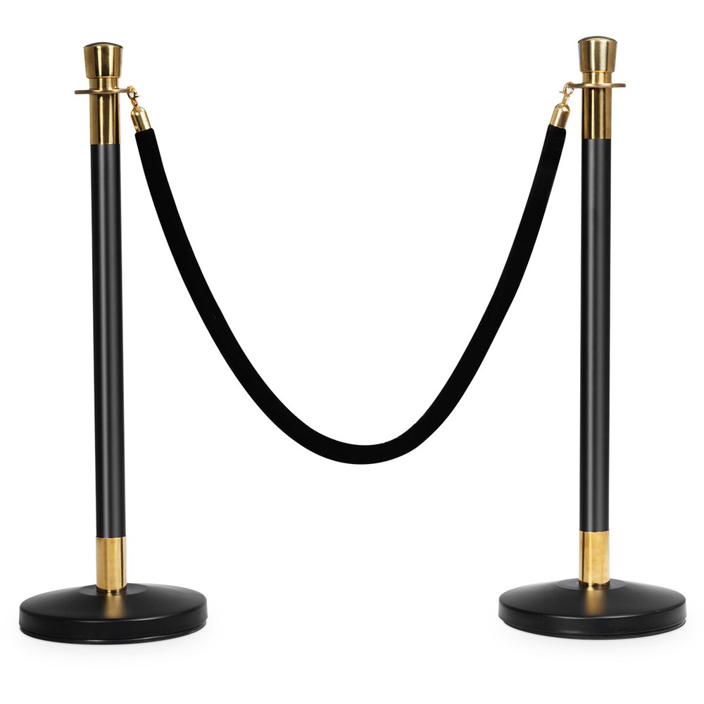 6PCS Stanchion Posts Queue Pole Crowd Control Barrier Retractable 3 Ropes Market