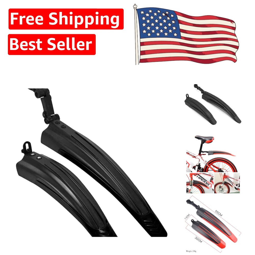 Universal Adjustable Mud Guards for Mountain & Road Bikes - All Black Set