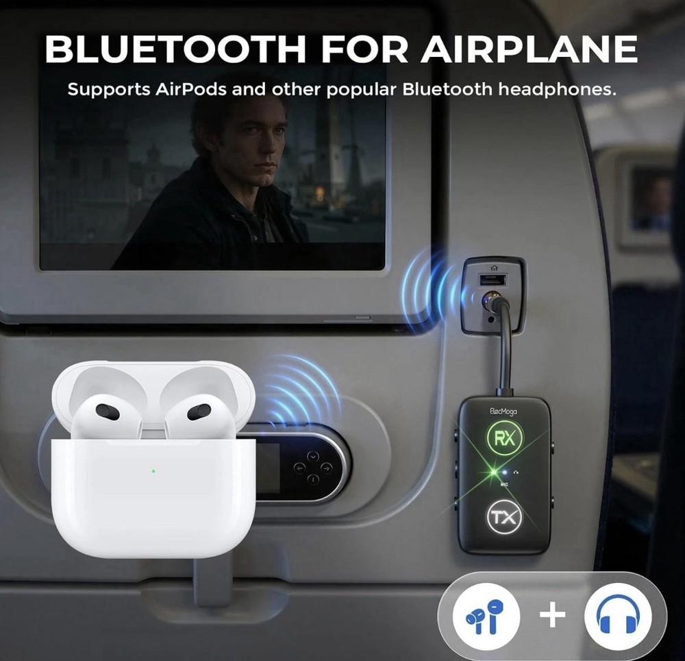 Upgraded Airplane Bluetooth 5.4 Transmitter with Qualcomm Chipset, ElecM...