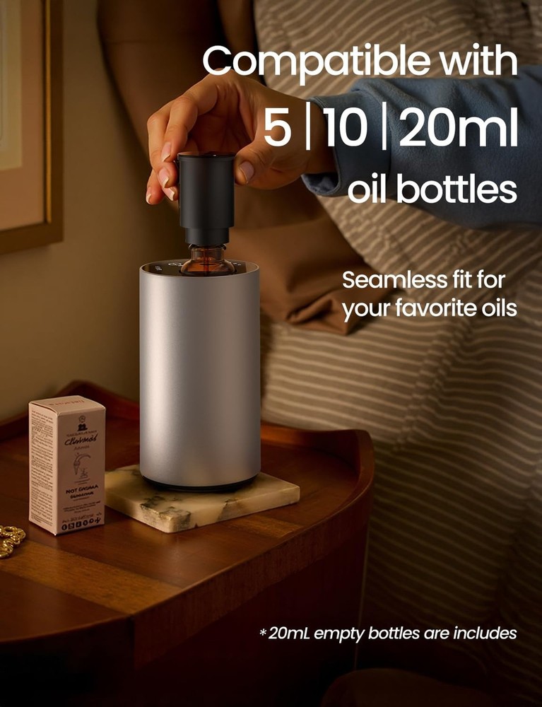 Waterless Essential Oil Diffuser, Rechargeable Scent Diffusers with 3 Mist Le...