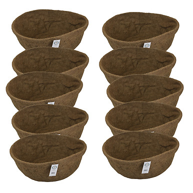 22" x 10" Hanging Basket Round Molded Coco Liner - 10 Pack