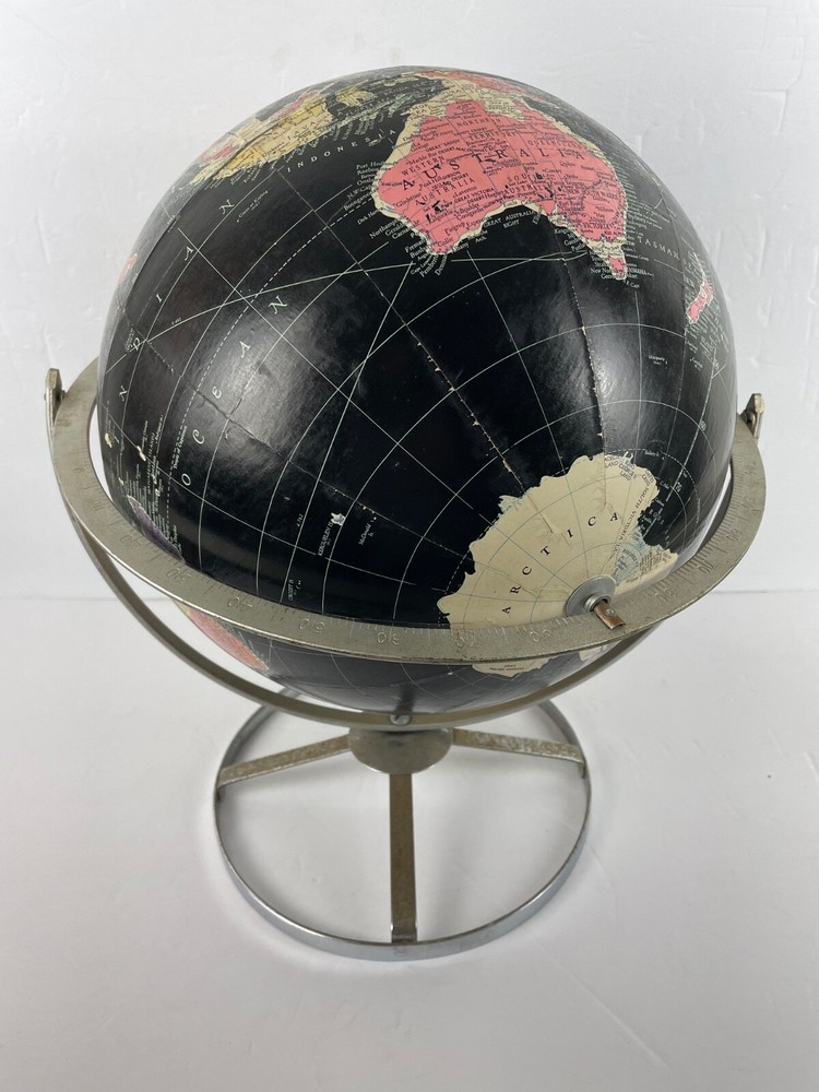 Vintage Replogle Black Globe Chrome 12" Diameter 1957-64