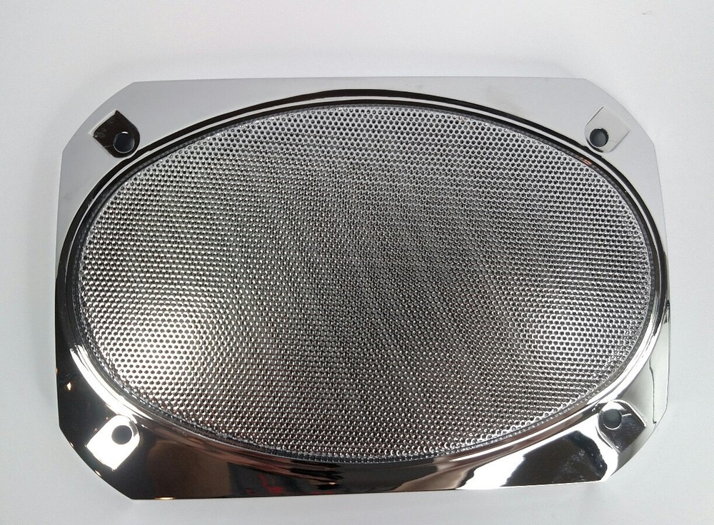 Pair Rectangular Chrome 6-3/8" x 4-5/16" Semi Truck Speaker Covers for Peterbilt