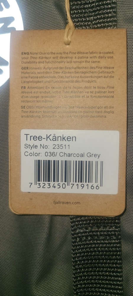 Fjallraven Tree-Kanken Day Pack Grey NWT