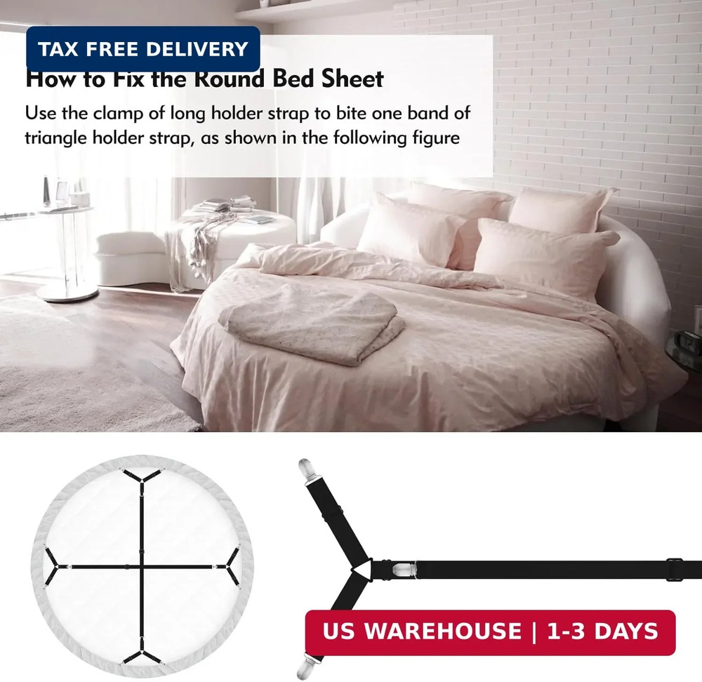 Bed Sheet Holder Straps, 4+2 Pcs Adjustable Mattress Sheet Clips, Bed Sheet Fast