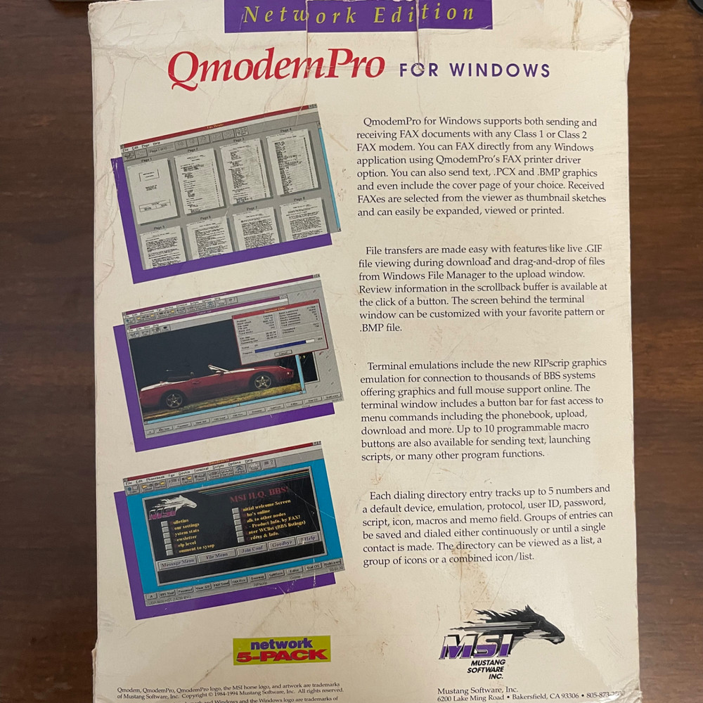 Vintage QmodemPro for Windows Network Edition MSI BBS 3.5" Floppy Software NOS
