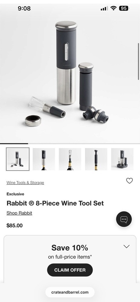 Rabbit Electric Wine Set Corkscrew Aerator Pourer Preserver Stoppers Cutter