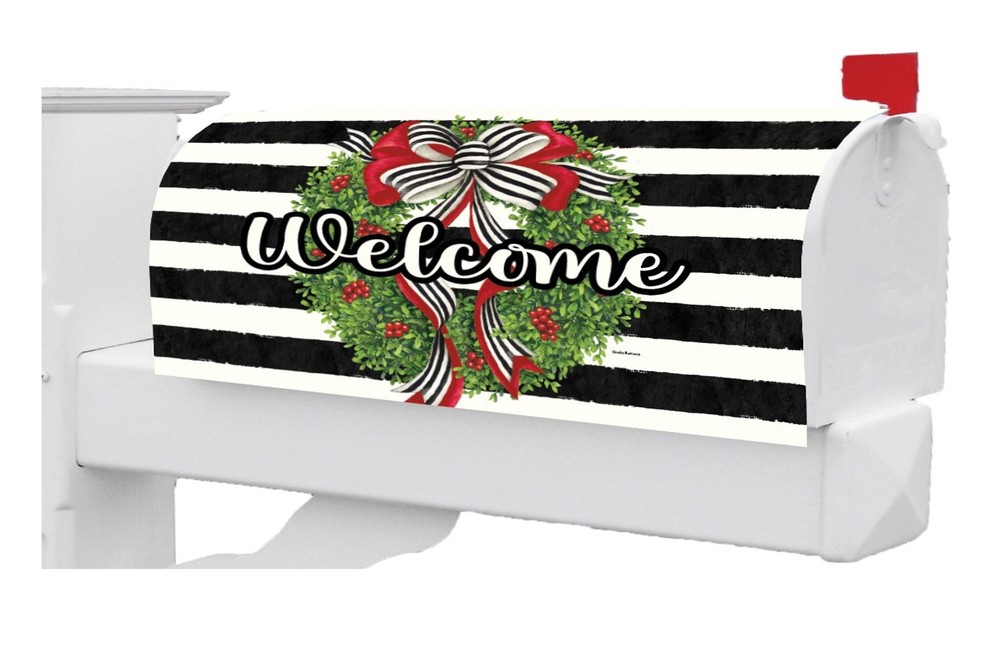 Holiday Stripes Oversized Mailbox Cover