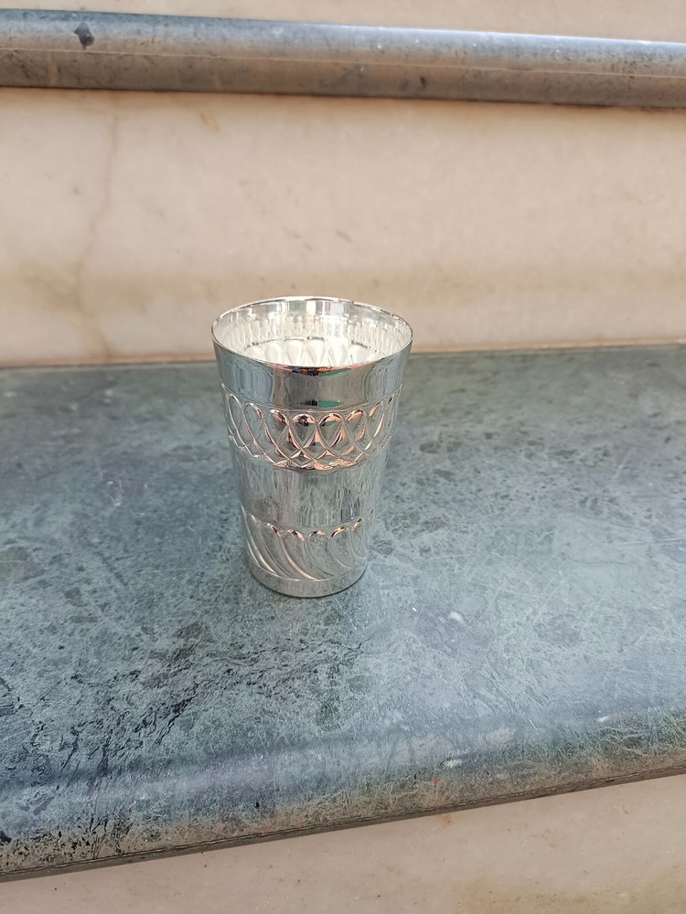 Shabbat Kiddush Cup, Silver Plated Cup, Sam Judaica Glass