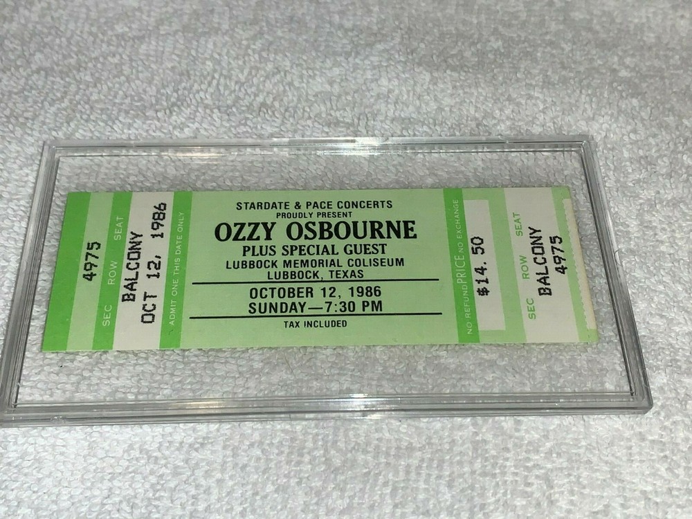 OZZY OSBOURNE UNUSED 1986 CONCERT TICKET LUBBOCK COLISEUM TX Black Sabbath USA