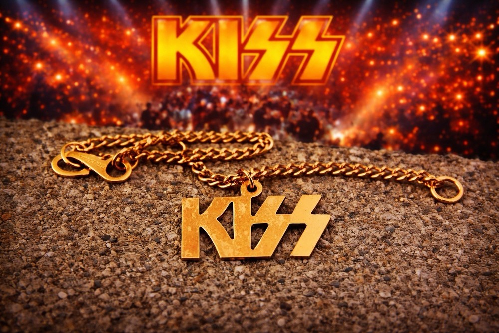 1977 KISS Rock N Roll Concert Merch Bracelet Deadstock Die Cut Gold Hong Kong