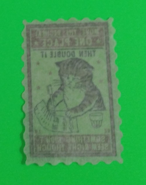 Cat Doing Math Postage Stamp Transparent Sticker 2.75" x 1.78" (AA)