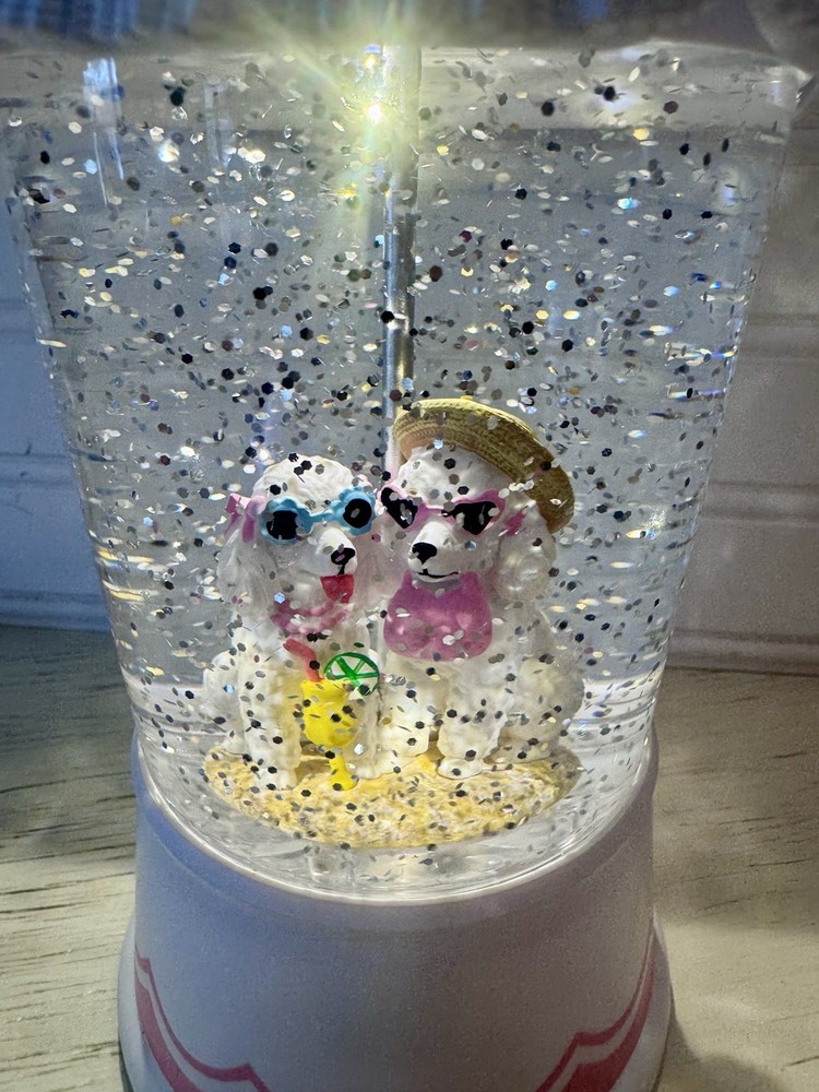 Cracker Barrel LED Poodle Glitter Globe
