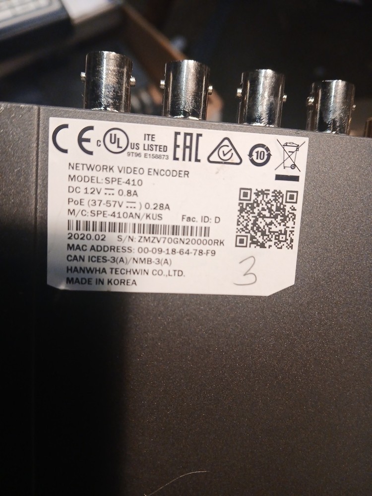 WISENET NETWORK VIDEO ENCODER SPE-410