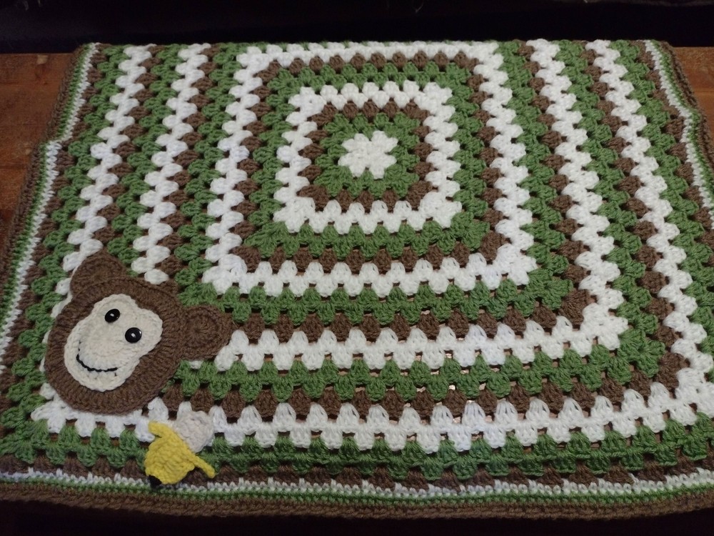 Crochet "Monkey" Baby Afghan & Hat