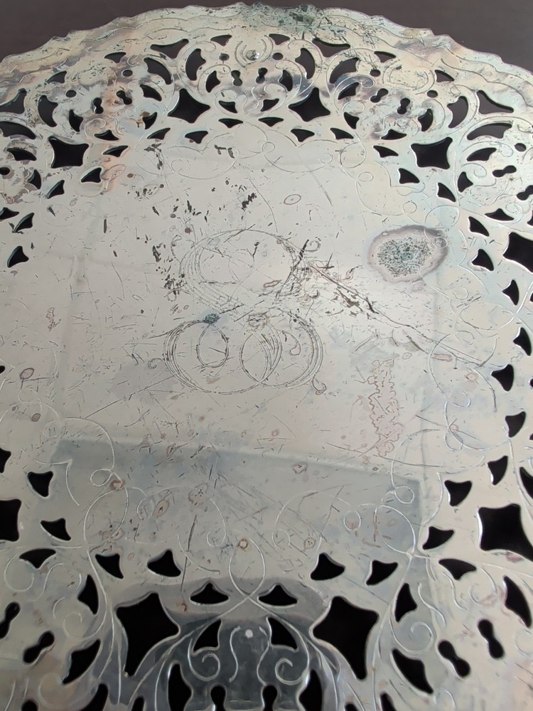 Vintage William Adams Italy Trivet 7.5" Silver Plate Diameter 'S' Monogrammed