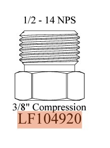WALTER, LF104920, 1/2 - 14 NPS/ 3/8" COMPRESSION