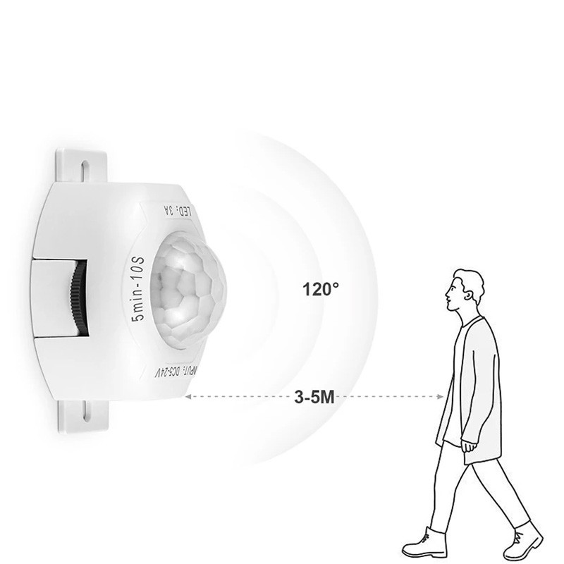 DC 5V-24V 3A PIR Motion Sensor Light Switch IR Detector Time Delay for LED Strip