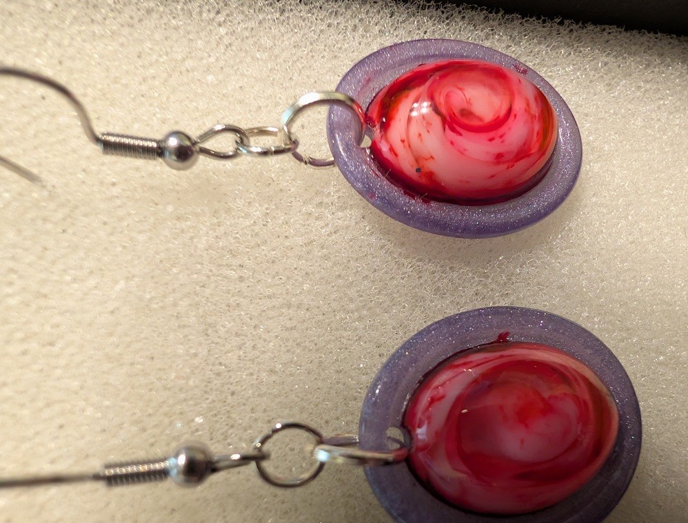 Purple Framed Dangle Earrings