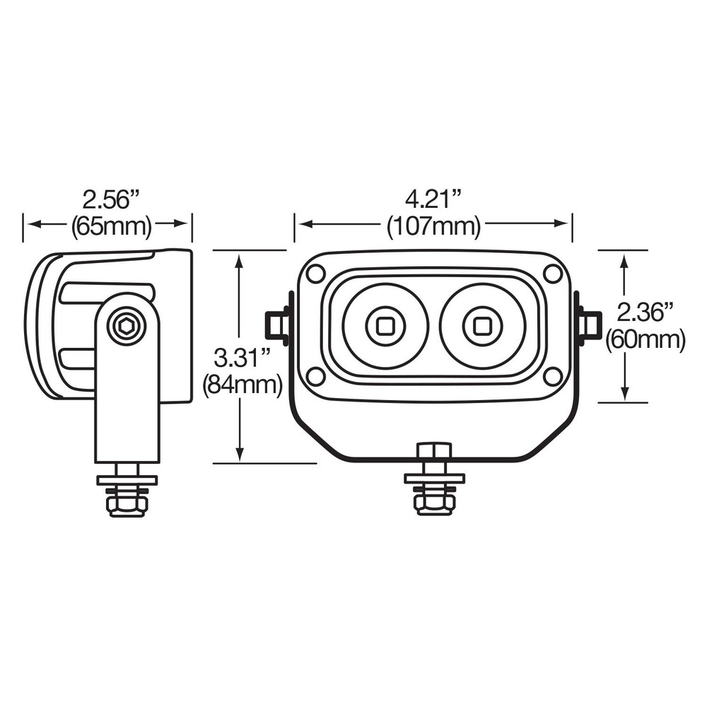 Work Lamp, Flood Beam, 1800 Lumens, Black, Rectangular